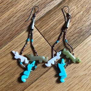 Genuine Zuni Fetish Animal Heishi Earrings